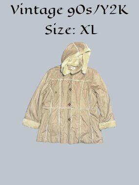 Vintage 1990s/Y2K Cato Tan Faux Suede Long Coat with Hood